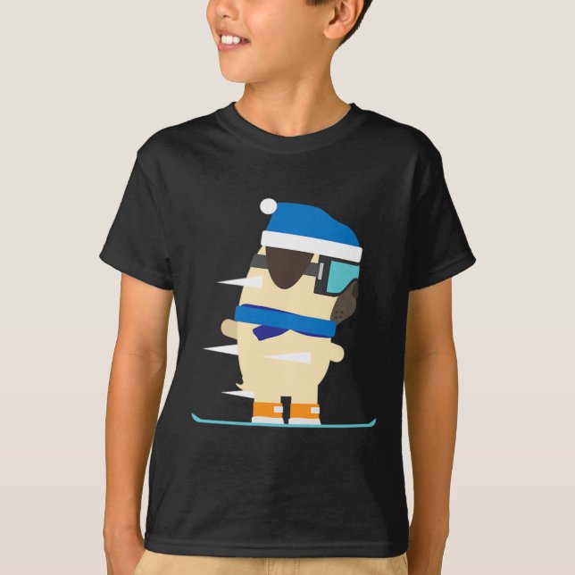 Camiseta Idea de regalo de Snowboard Pug Wintersport (Anverso)