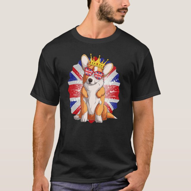 Camiseta Idea De Union Jack Para Niños Con Jubilee Corgi (Anverso)
