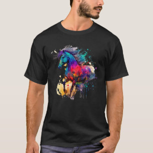 Camiseta Idea Pasión Caballos Jinete Acuarela Salpicadura