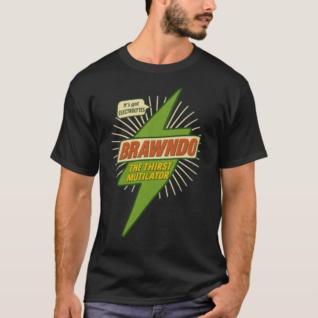 Camiseta Idiocracy Brawndo Shirt – Electrolytes Parody Desi (Anverso)
