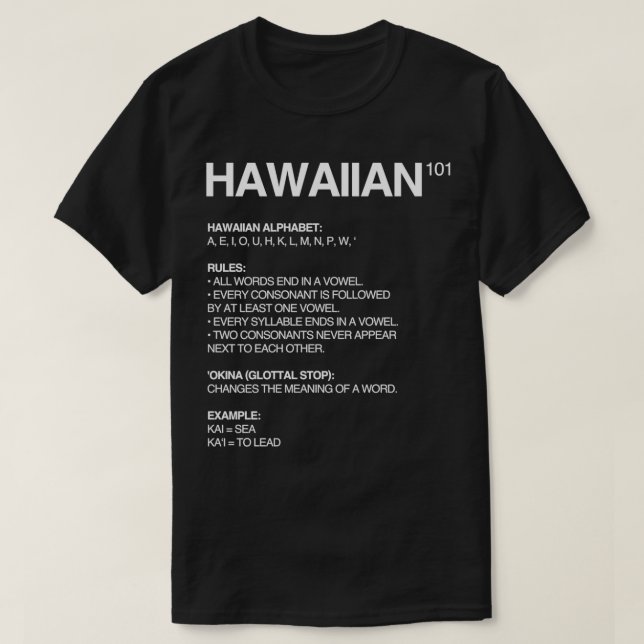 Camiseta Idioma hawaiano (Diseño del anverso)