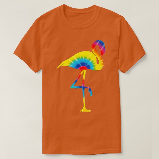 Camiseta ie Dye Flamingo Rainbow Print Bird Animal Hippie P (Diseño del anverso)
