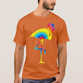 Camiseta ie Dye Flamingo Rainbow Print Bird Animal Hippie P