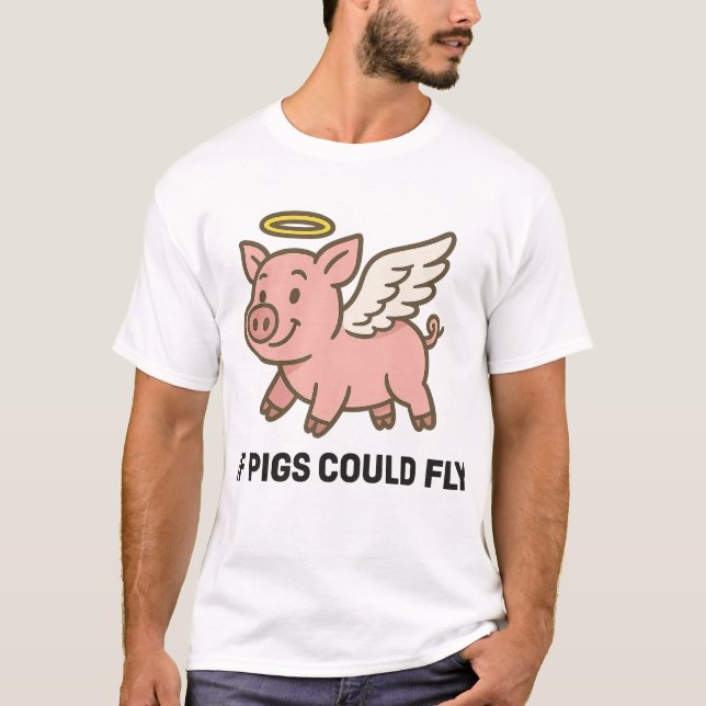 Camiseta If pigs could fly - piggie angel (Anverso)