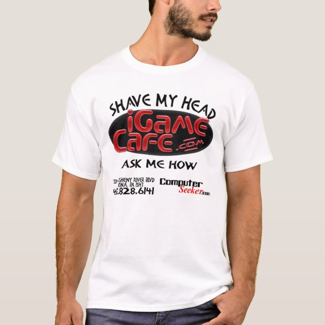 Camiseta iGameCafe - afeite mi cabeza (Anverso)