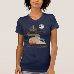 Camiseta Iggy azul y blanco y casa embrujada de Halloween