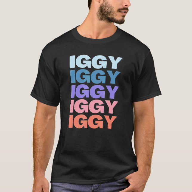 Camiseta Iggy de texto repetido moderno (Anverso)