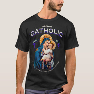 Camiseta Iglesia Católica Apostólica Romana Una Virgen Ma