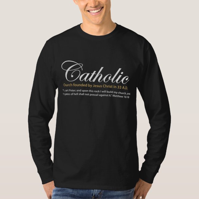 Camiseta Iglesia Católica fundada por Jesucristo en el año  (Anverso)