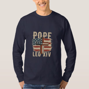 Camiseta Iglesia Cristiana Papa León XIV Bandera de EE. UU.
