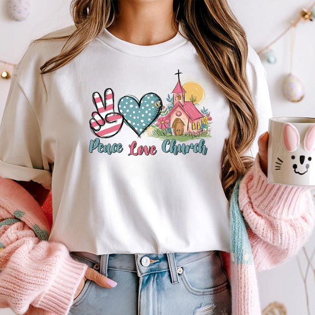 Camiseta Iglesia de amor por la paz cristiana retro (Subido por el creador)
