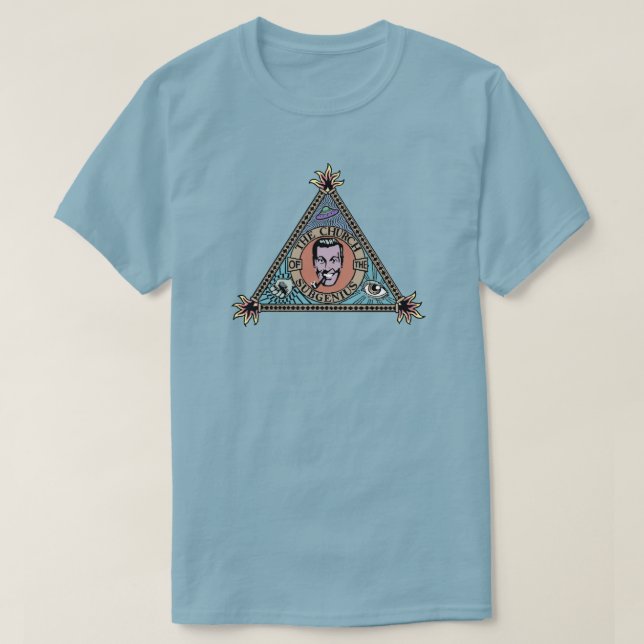 Camiseta Iglesia de la cubierta del torso de Subgenius Bob (Diseño del anverso)