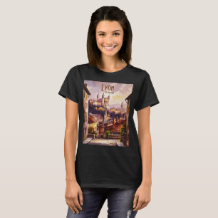 Camiseta Iglesia de Lyon Francia Viajes Acuarela Ciudad Vin