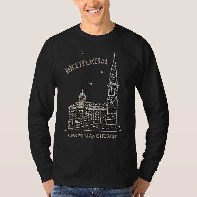 Camiseta Iglesia de Navidad Dibujada a Mano de Belén (Anverso)