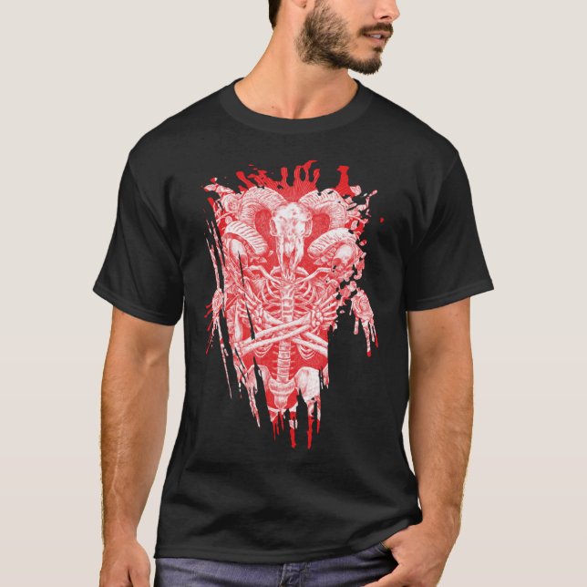 Camiseta Iglesia de Satanás All Hail Goat Satanic Baphomet (Anverso)