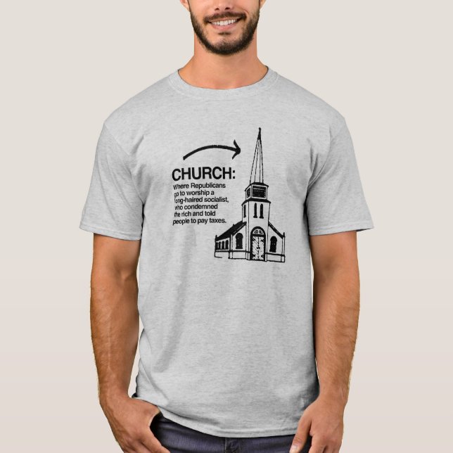 CAMISETA IGLESIA - DONDE LOS REPUBLICANOS VAN A ADORAR (Anverso)