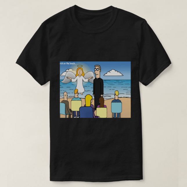 Camiseta Iglesia en la playa (Diseño del anverso)