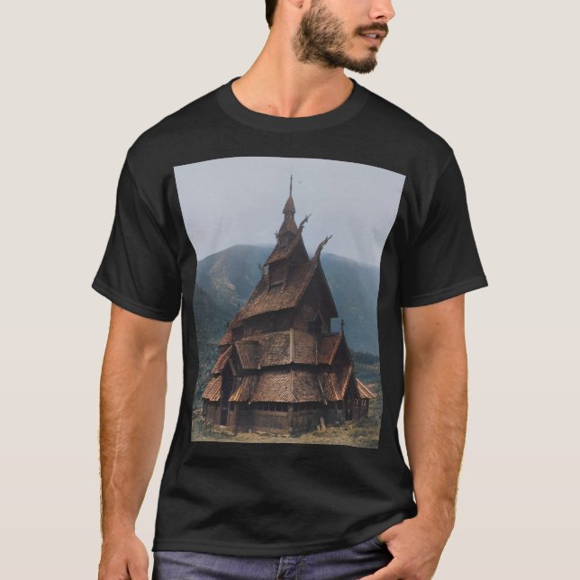 Camiseta Iglesia Medieval Stave en Noruega (1890) (Anverso)
