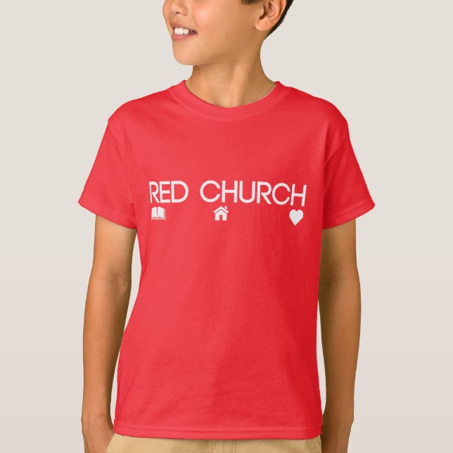 Camiseta Iglesia ROJA Tres Pilares (Niños) (Anverso)
