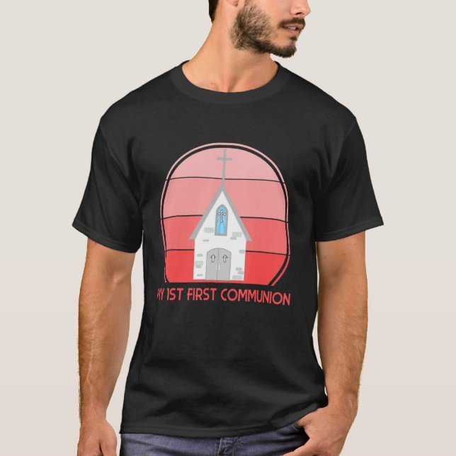 Camiseta Iglesia rosa de mi primera comunión Católica relig (Anverso)
