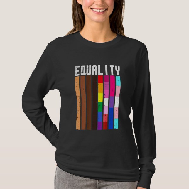 Camiseta Igualdad Orgullo Lgbt Negro Arcoiris Lesbiana Bi T (Anverso)