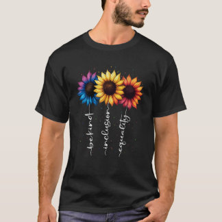 Camiseta Igualdad veraniega floral LGBTQ Ser humano arco ir