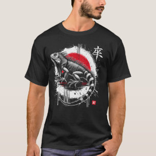 Camiseta Iguana. Animal Cool Sumi-e Atardecer.
