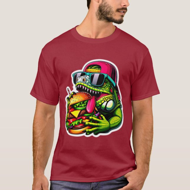 CAMISETA IGUANA COMIENDO QUESO 3 (Anverso)