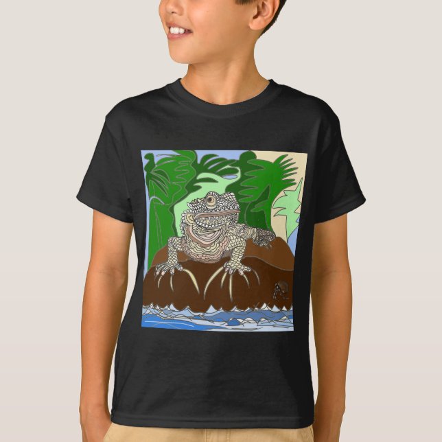 Camiseta Iguana en una roca (Anverso)