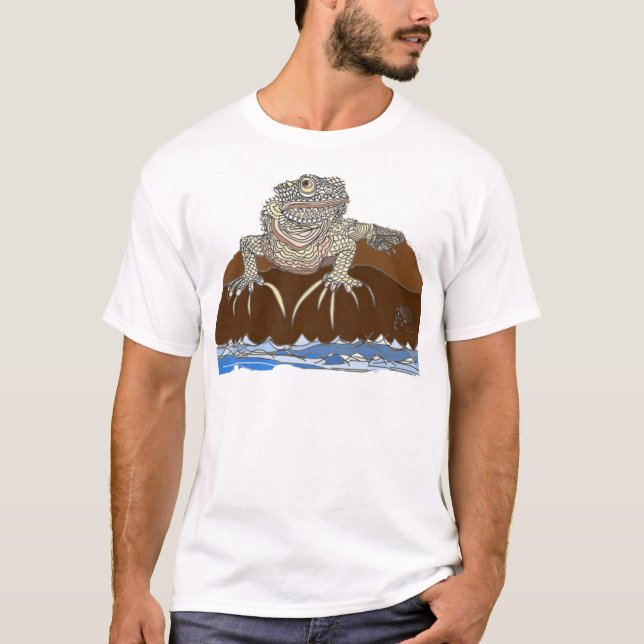 Camiseta iguana en una roca con el cangrejo de ermitaño (Anverso)
