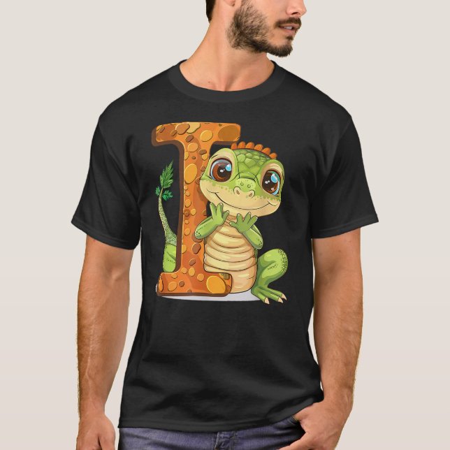 Camiseta Iguana Lover Gift with Letter I Design; Animal Alp (Anverso)