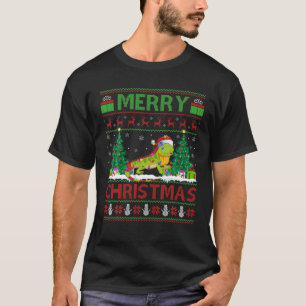 Camiseta Iguana Lover Xmas Iluminando Santa Ugly Iguana Chr