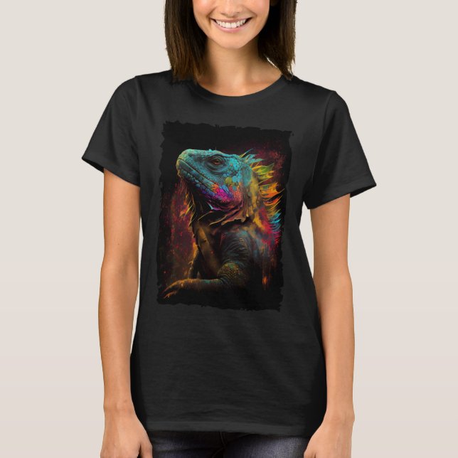Camiseta Iguana mountains sunset reptile lizard retro 70s v (Anverso)