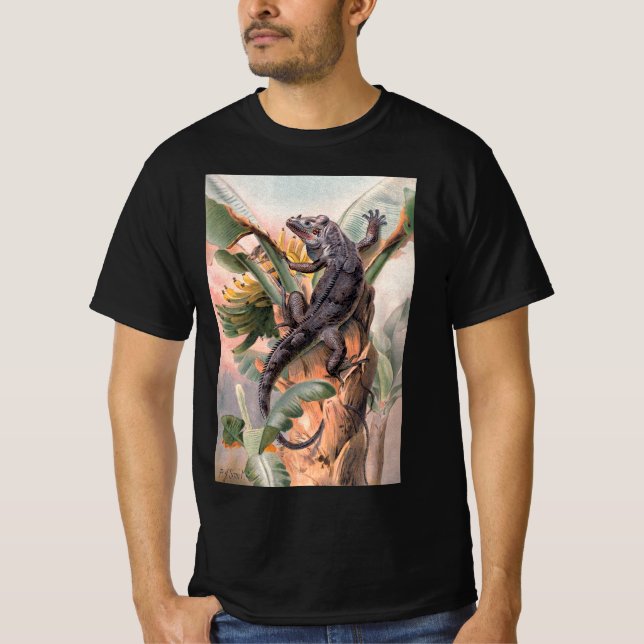Camiseta Iguana Negra Tropical, Animal Reptil Salvaje Antig (Anverso)
