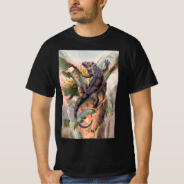 Camiseta Iguana Negra Tropical, Animal Reptil Salvaje Vinta