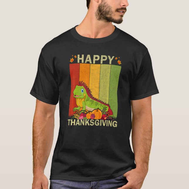 Camiseta Iguana  Retro Graphic Family Matching Thanksgiving (Anverso)