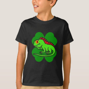 Camiseta Iguana verde con trébol de cuatro hojas