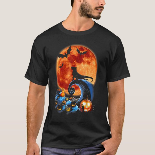 Camiseta Iguana Y Moon Halloween Costume Silhouette (Anverso)