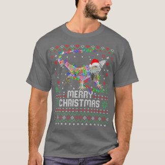 Camiseta Iguanas Santa Hat Animal Árbol de Navidad Iluminac