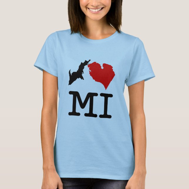 Camiseta IH MI (I corazón Michigan) luz, letra pequeña (Anverso)