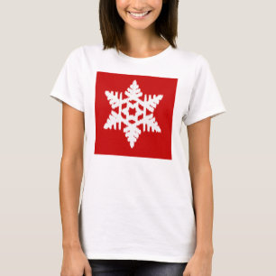 Camiseta Ikat Snowflake - Blanco y rojo oscuro