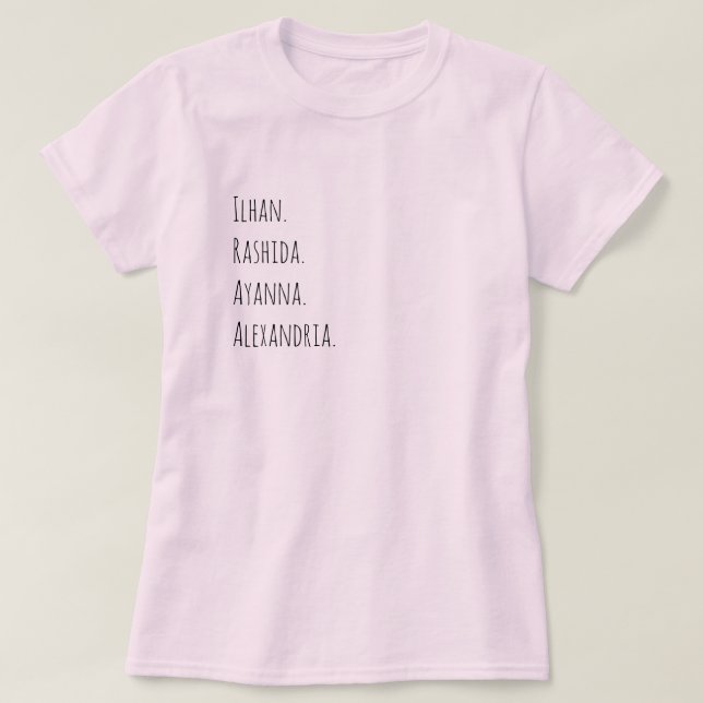 Camiseta Ilhan. Ayanna. Rashida. Alexandría (Diseño del anverso)