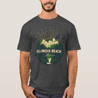 Camiseta Illinois Beach IL State Park Green Retro Camping g