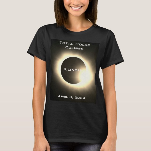 Camiseta ILLINOIS Eclipse solar total 8 de abril de 2024 (Anverso)