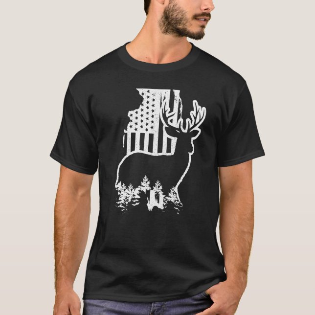 Camiseta Illinois Elk Hunting State Map (Anverso)