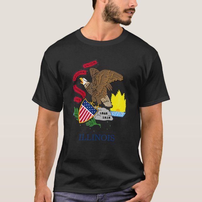 Camiseta Illinois Flag State Vintage Style (Anverso)