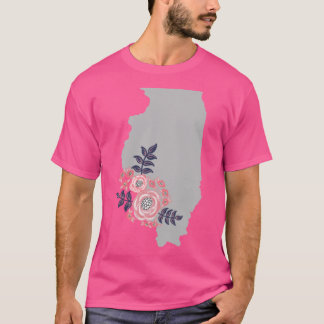 Camiseta Illinois Home State Floral Bouquet