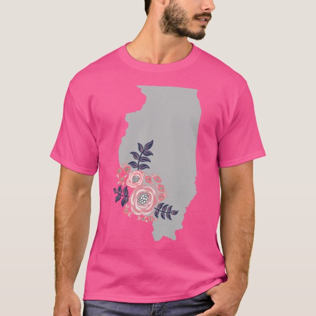 Camiseta Illinois Home State Floral Bouquet (Anverso)