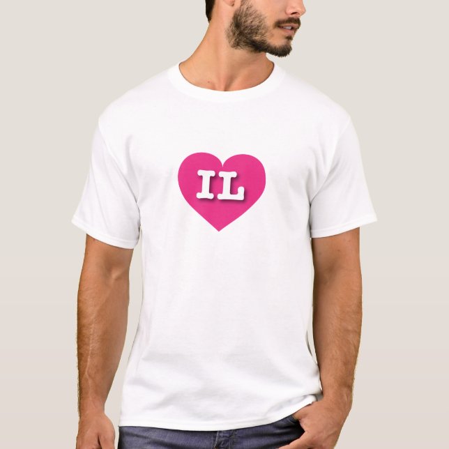 Camiseta Illinois Hot Pink Heart - Amo a IL (Anverso)