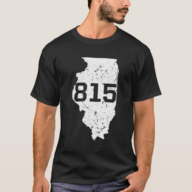 Camiseta Illinois Rockford Joliet Area Code 815 Midwest (Anverso)